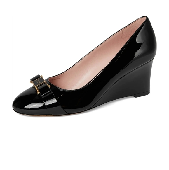 Kate Spade Bowdie Black Patent leather Wedges size 9 - Picture 7 of 7